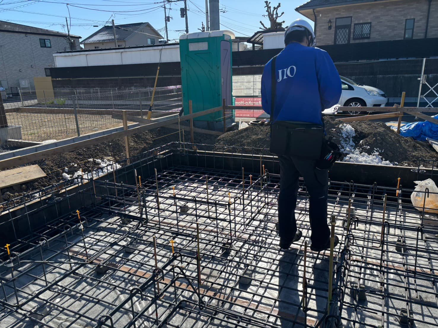 配筋工事と検査の様子